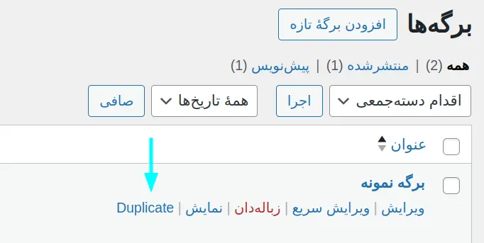 داپلیکیت صفحه در وردپرس با کمک پلاگین