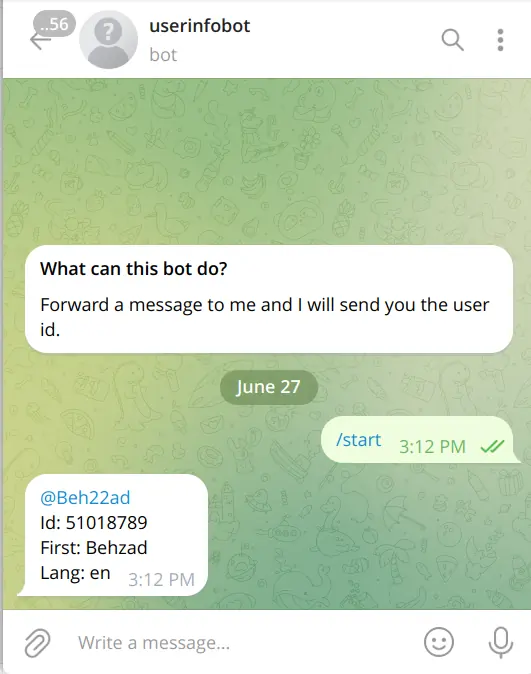 دریافت آی دی چت تلگرام