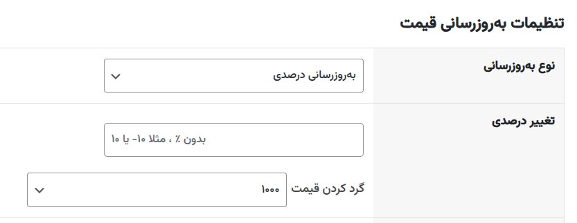 بروز رسانی درصدی قیمت محصولات ووکامرس