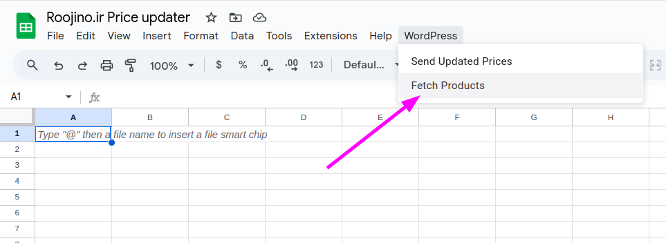 انتقال محصولات ووکامرس به گوگل شیت